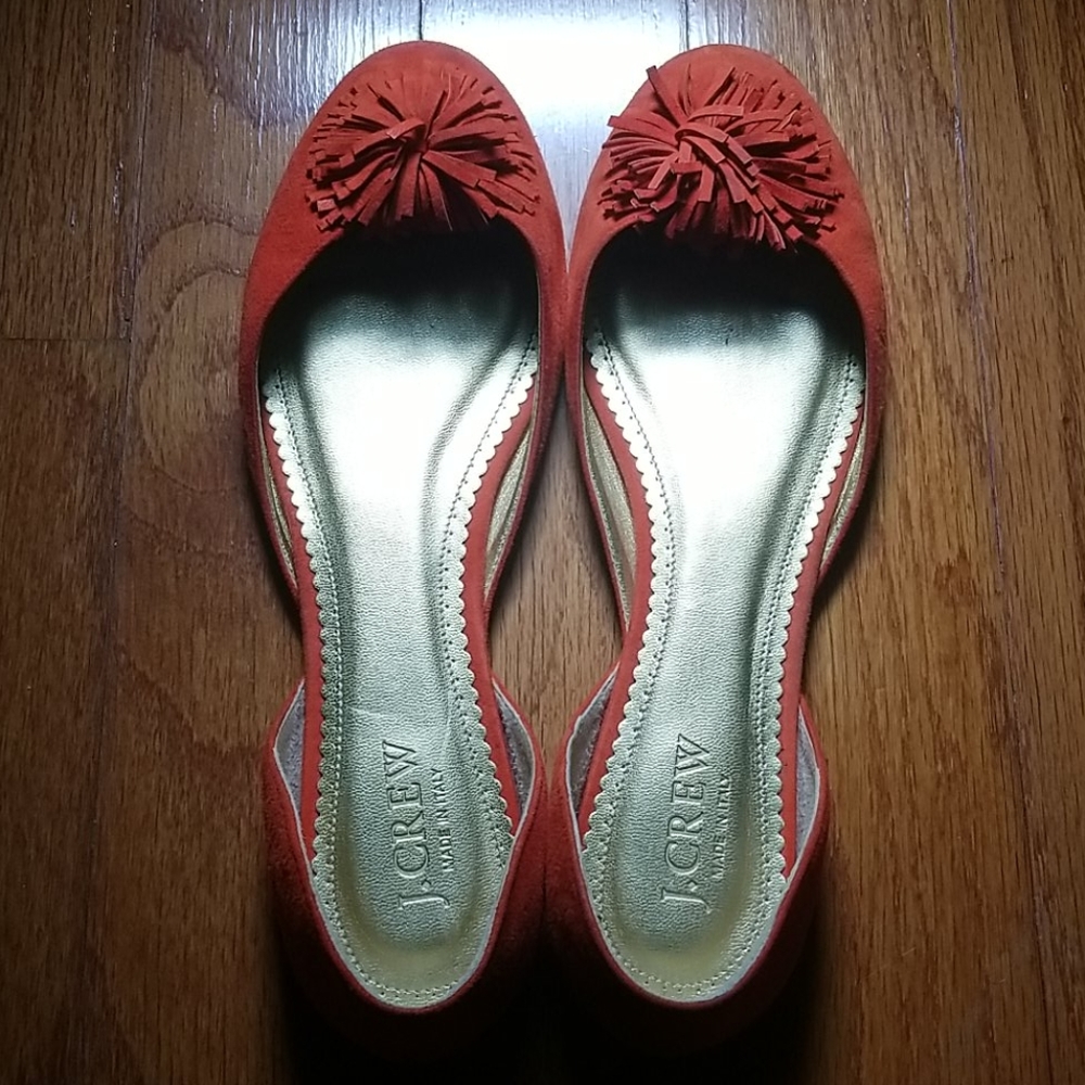 J. CREW orangey_red SUEDE FLATS